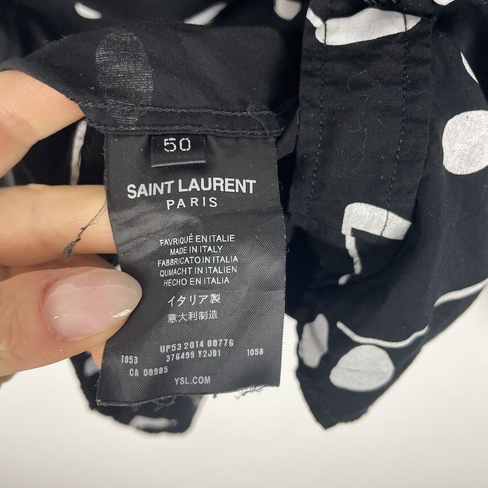 Saint Laurent Black Button-Down Shirt with White Music Note Print - Picture 6 of 7